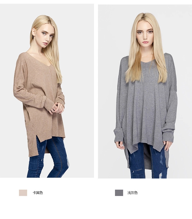 Good Quality Knit Sweater Fashion Long V- Neck Sweater