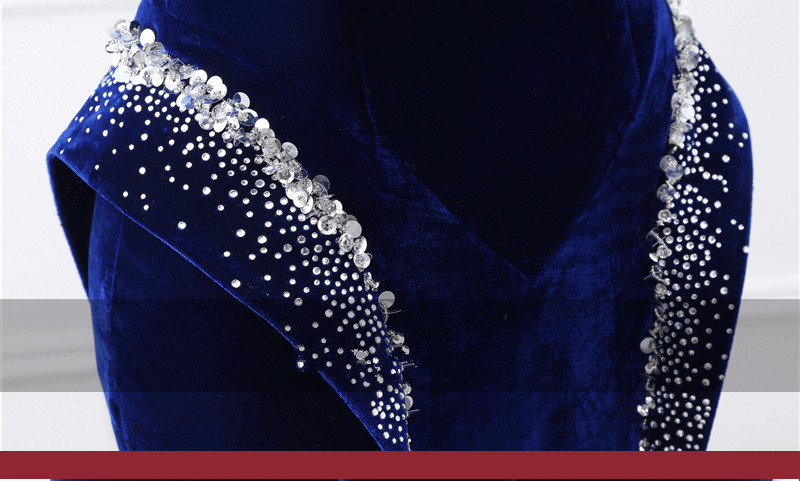 Sexy Sheath V Neckline Sleeveless Navy Blue Tea Length Prom Dresses Birthday Outfits main image 0