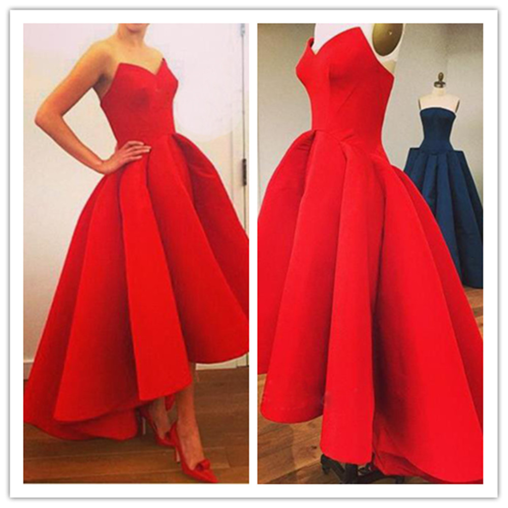 Sexy Red Sweetheart High Low Long Prom Dress Ideas, Evening Party Dresses, OLP1569